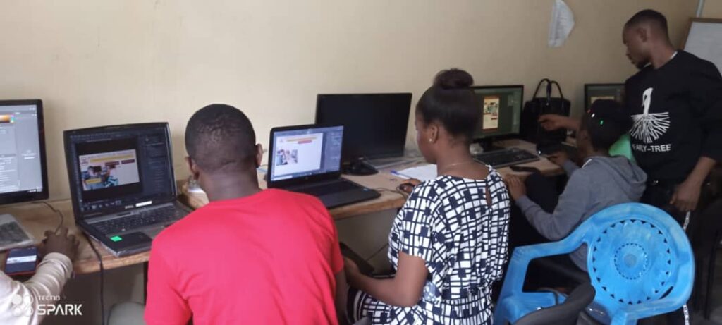 Certificate in Graphic Design students with lecturer at Buea Institute of Technology.